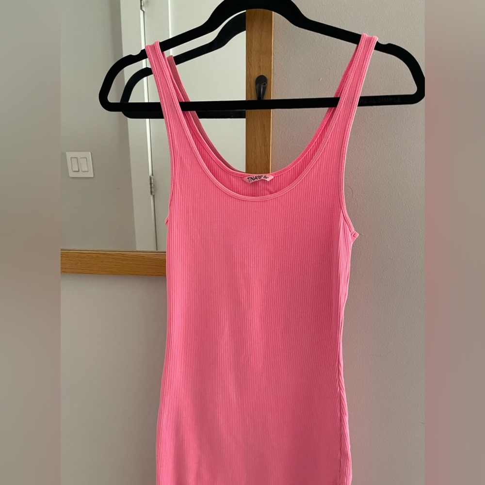 Aritzia TNA Ribbed Tank Mini Dress in Pink